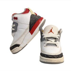 Nike Air Jordan Retro 3 TD Size 7C Fire Red White Cement Grey DM0968-160